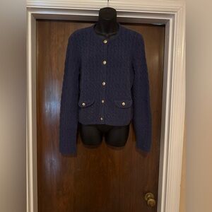 Navy Cardigan with Gold Buttons - Size S